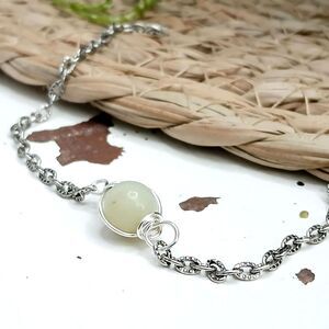 Amazonite Crystal Bracelet Anklet, Gemstone Jewelry Accessories, 9"